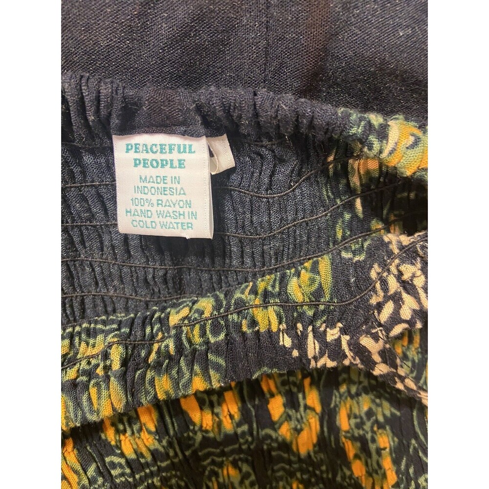 Peaceful People Sundress Womens Size S Smocked Midi Black Yellow Green - Picture 5 of 6